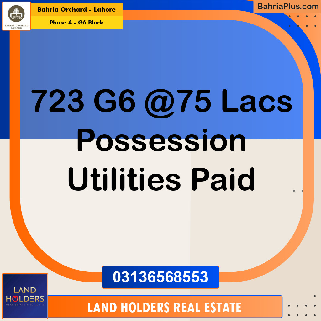 10 Marla Residential Plot for Sale in Phase 4 - G6 Block -  Bahria Orchard, Lahore - (BP-241422)
