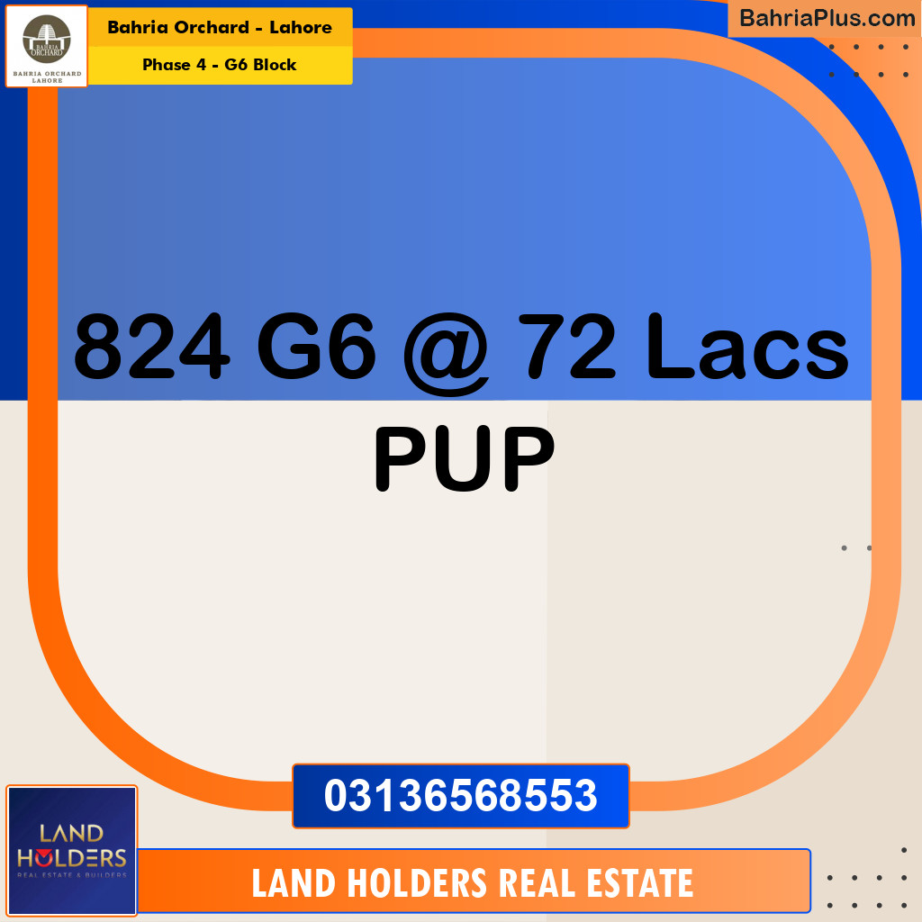 10 Marla Residential Plot for Sale in Phase 4 - G6 Block -  Bahria Orchard, Lahore - (BP-241424)