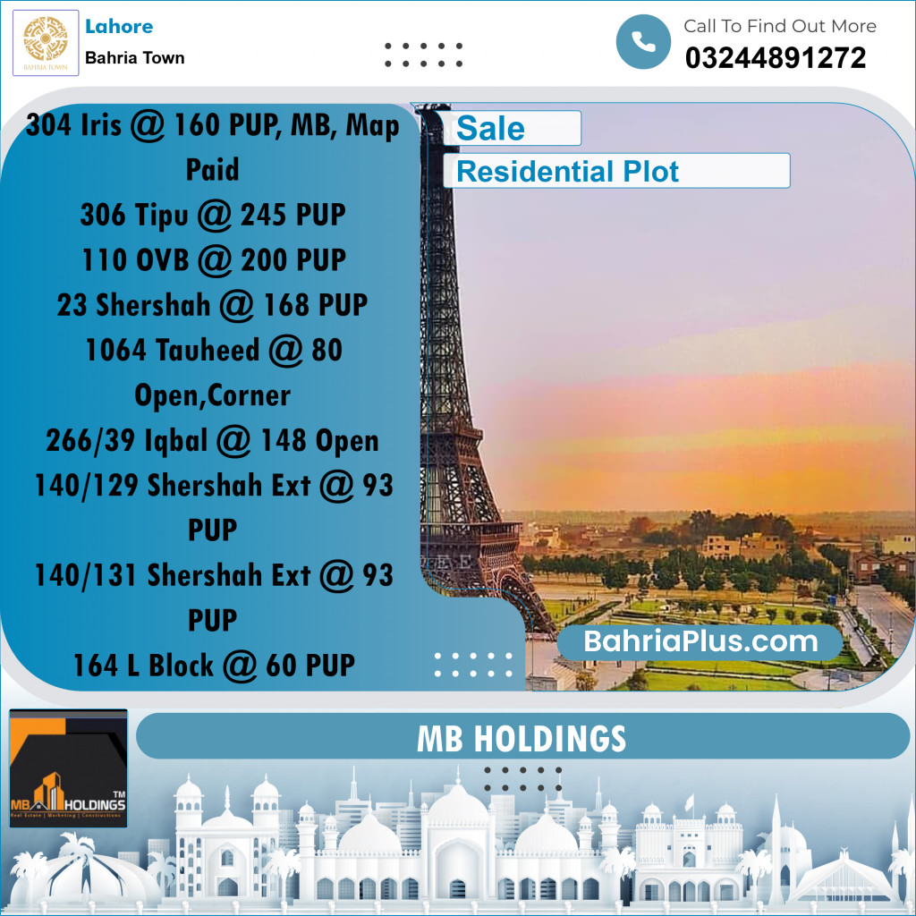 Residential Plot for Sale in Bahria Town, Lahore - (BP-241434)