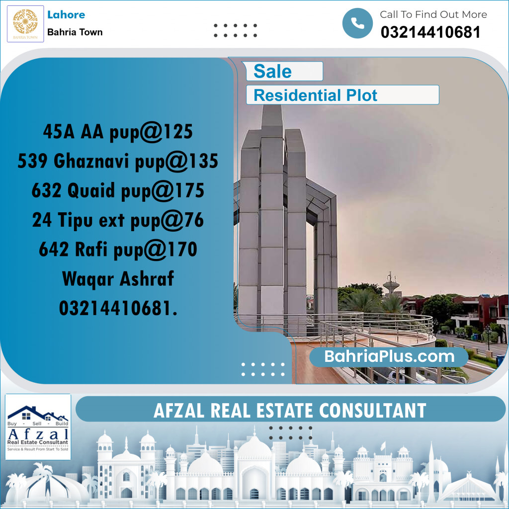 Residential Plot for Sale in Bahria Town, Lahore - (BP-241438)