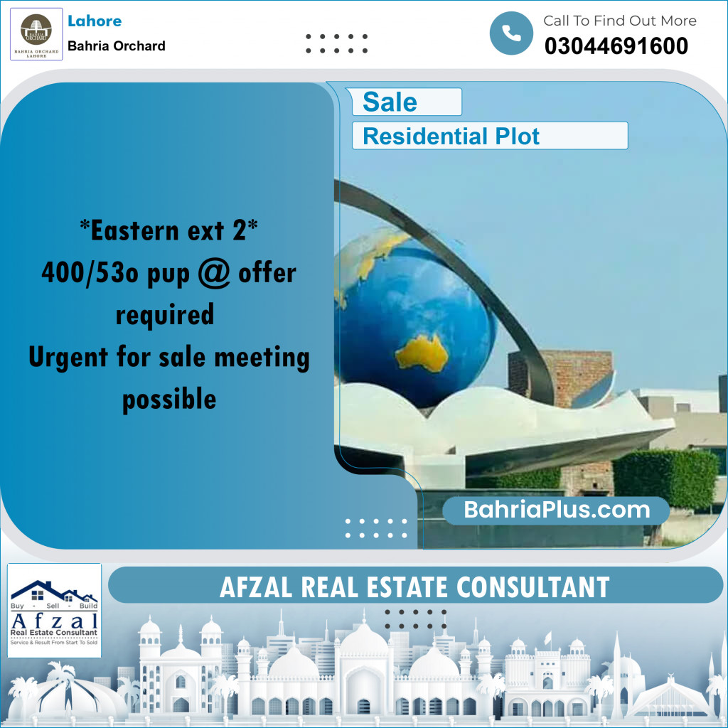 Residential Plot for Sale in Bahria Orchard, Lahore - (BP-241544)