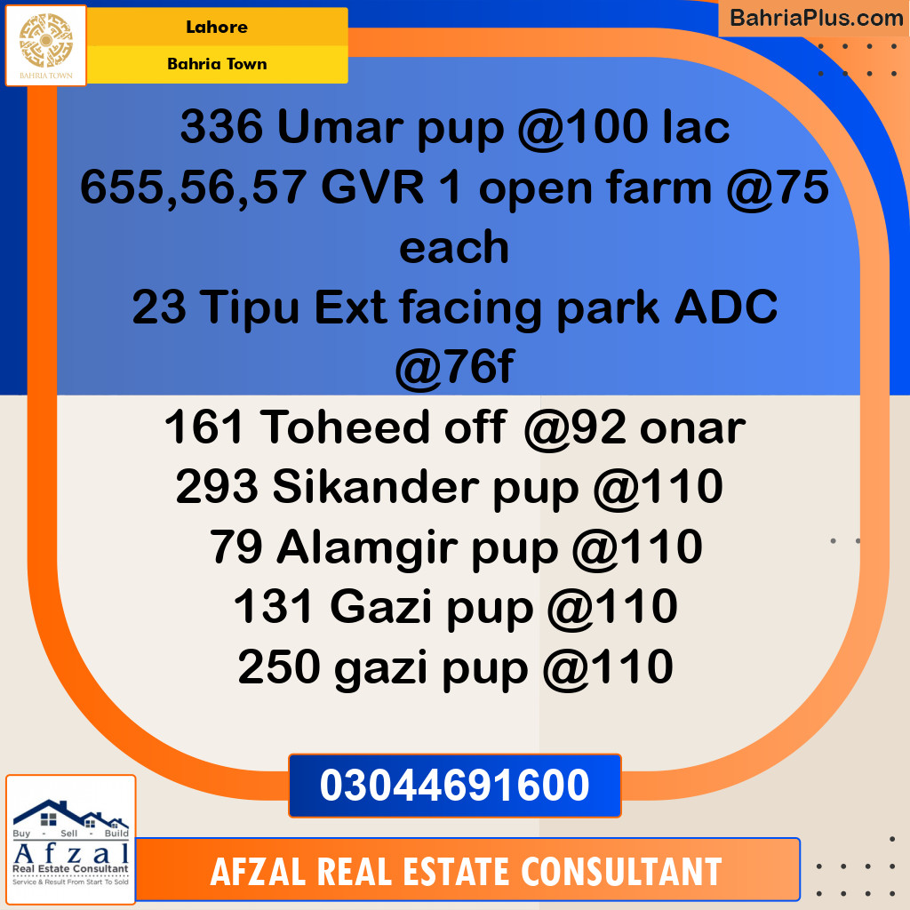 Residential Plot for Sale in Bahria Town, Lahore - (BP-241549)