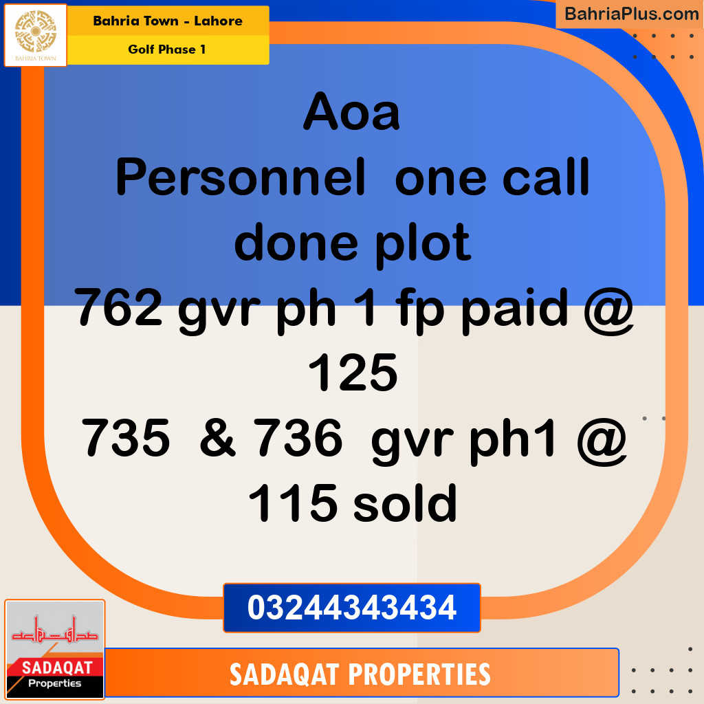 10 Marla Residential Plot for Sale in Golf Phase 1 -  Bahria Town, Lahore - (BP-241556)