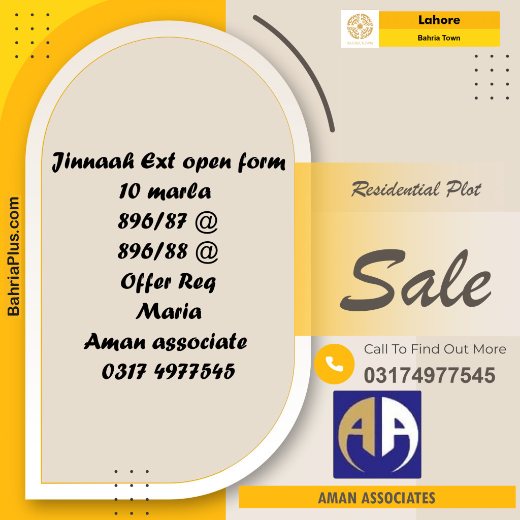 Residential Plot for Sale in Bahria Town, Lahore - (BP-241561)