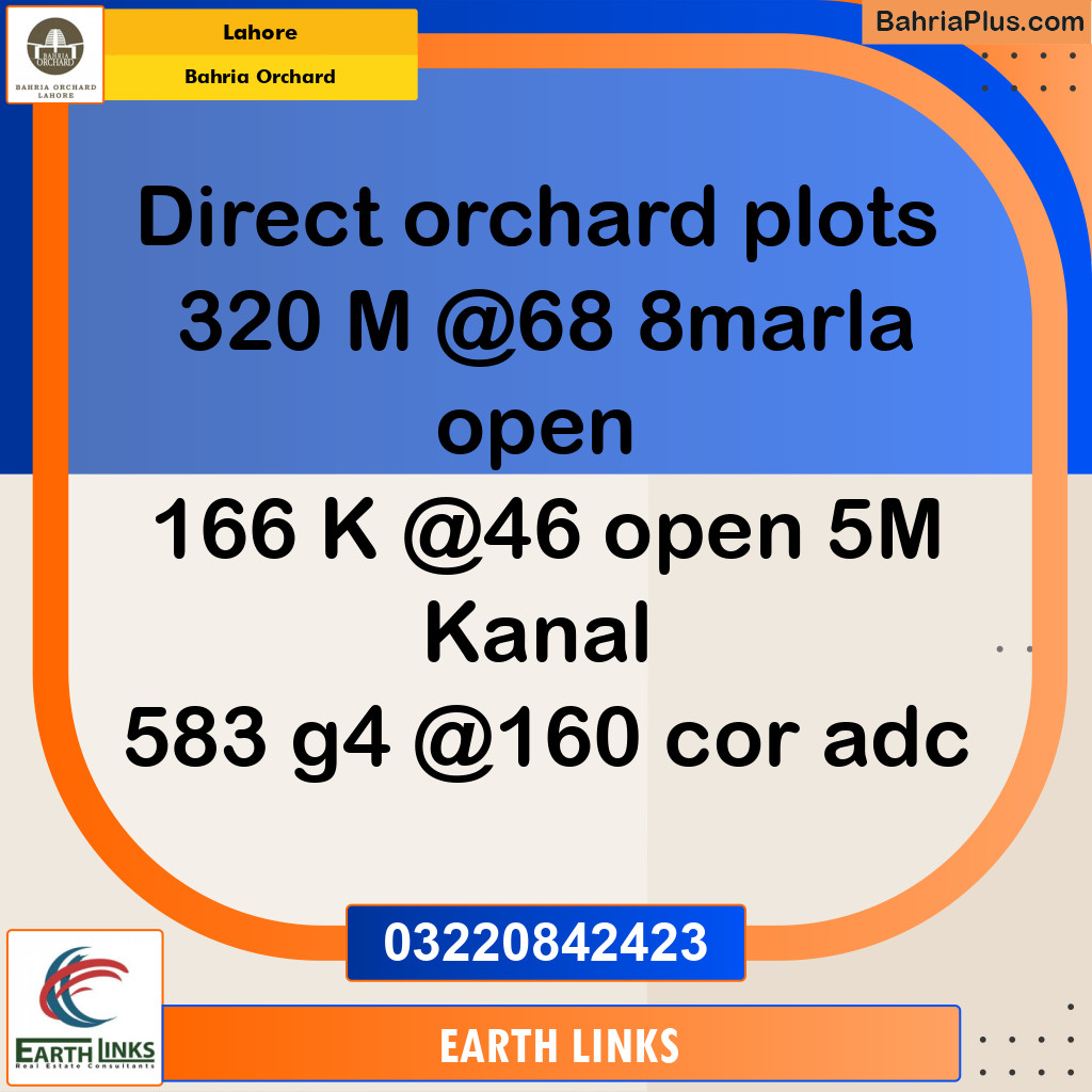Residential Plot for Sale in Bahria Orchard, Lahore - (BP-241579)