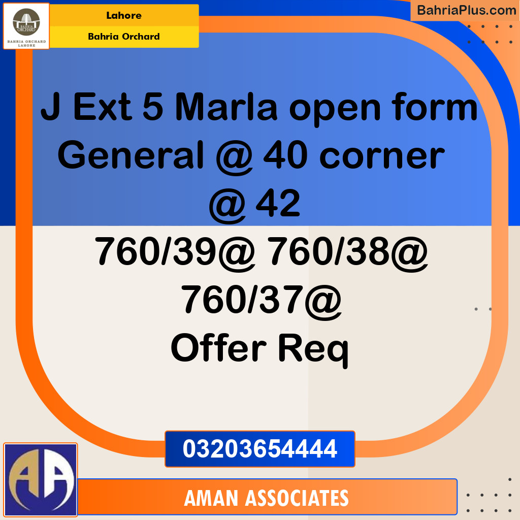 Residential Plot for Sale in Bahria Orchard, Lahore - (BP-241586)