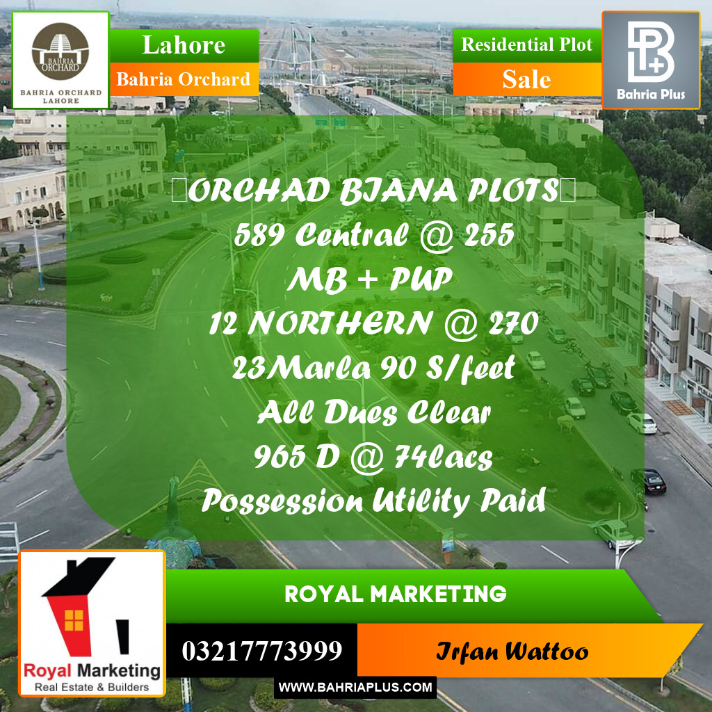 Residential Plot for Sale in Bahria Orchard, Lahore - (BP-241677)