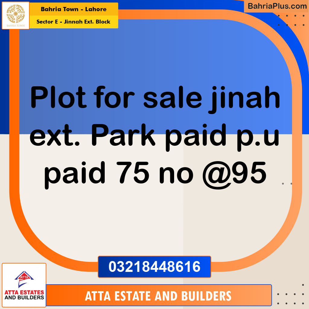 5 Marla Residential Plot for Sale in Sector E - Jinnah Ext. Block -  Bahria Town, Lahore - (BP-241683)