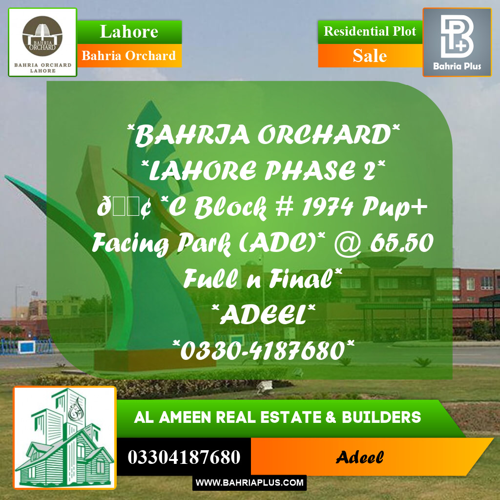 Residential Plot for Sale in Bahria Orchard, Lahore - (BP-241703)