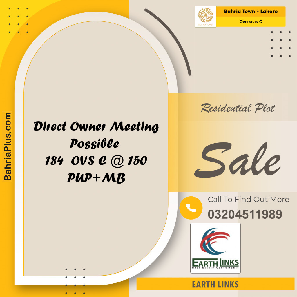 10 Marla Residential Plot for Sale in Overseas C -  Bahria Town, Lahore - (BP-241718)
