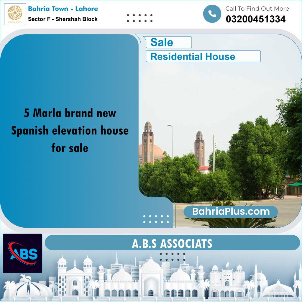 5 Marla Residential House for Sale in Sector F - Shershah Block -  Bahria Town, Lahore - (BP-241770)