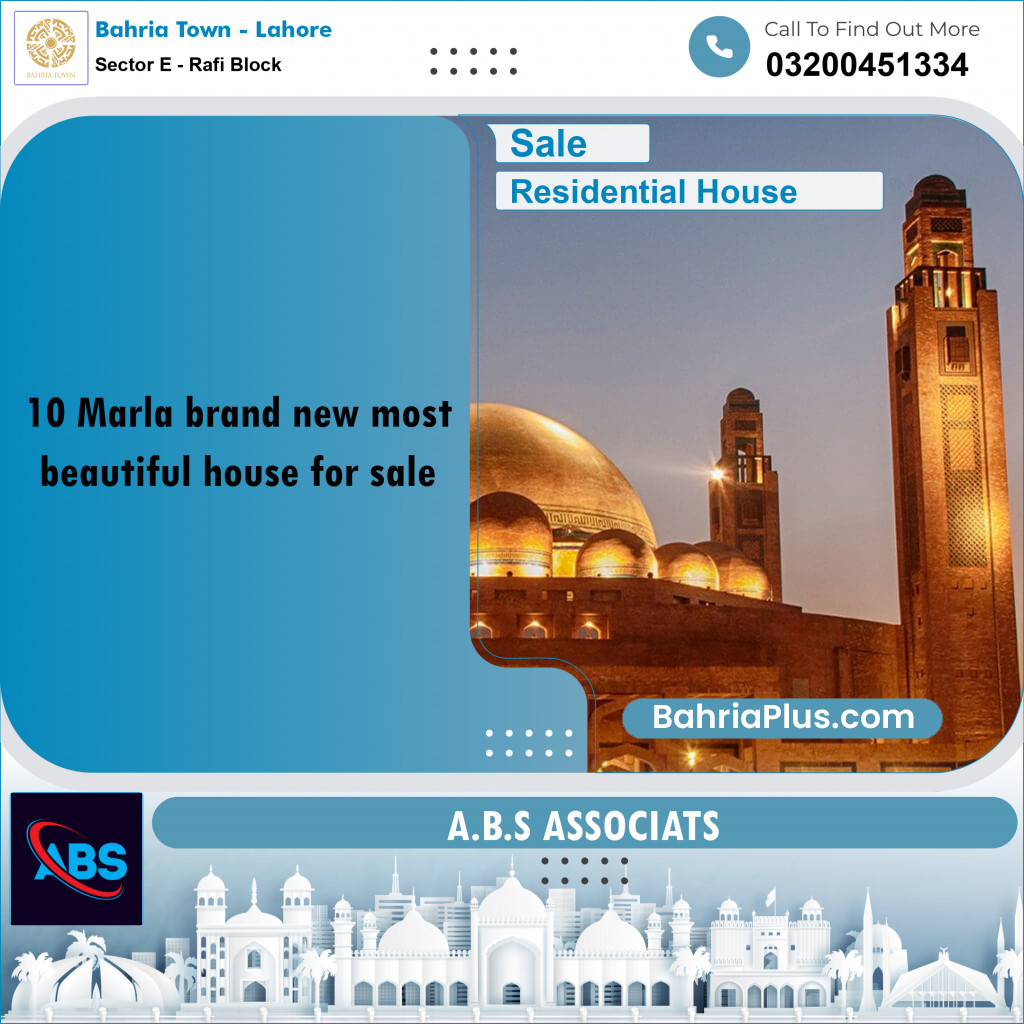 10 Marla Residential House for Sale in Sector E - Rafi Block -  Bahria Town, Lahore - (BP-241772)