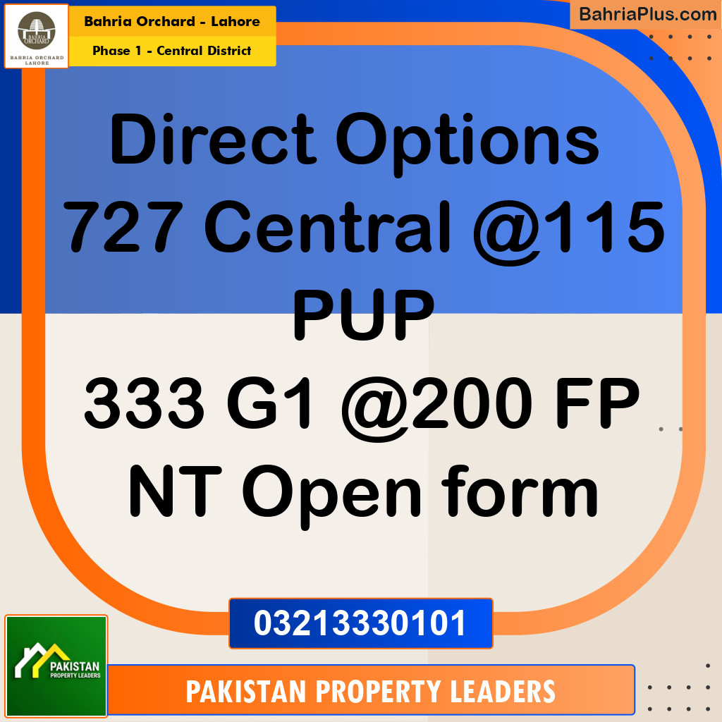10 Marla Residential Plot for Sale in Phase 1 - Central District -  Bahria Orchard, Lahore - (BP-241804)