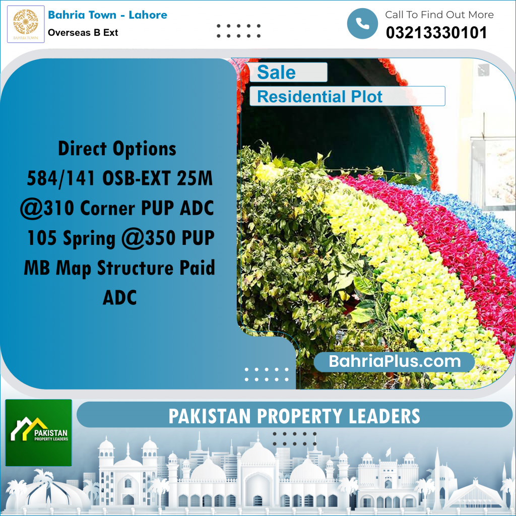 25 Marla Residential Plot for Sale in Overseas B Ext -  Bahria Town, Lahore - (BP-241807)