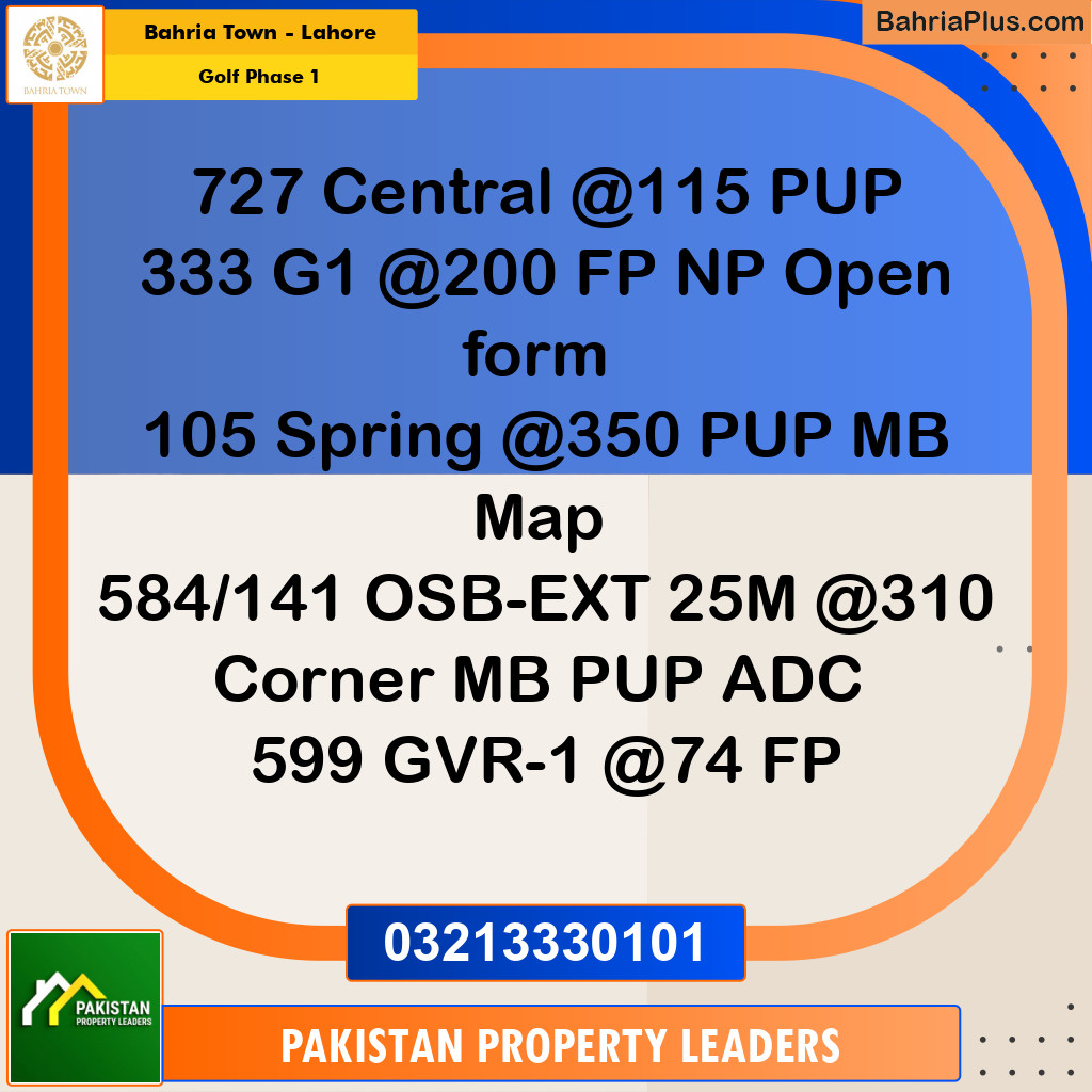 5 Marla Residential Plot for Sale in Golf Phase 1 -  Bahria Town, Lahore - (BP-241815)