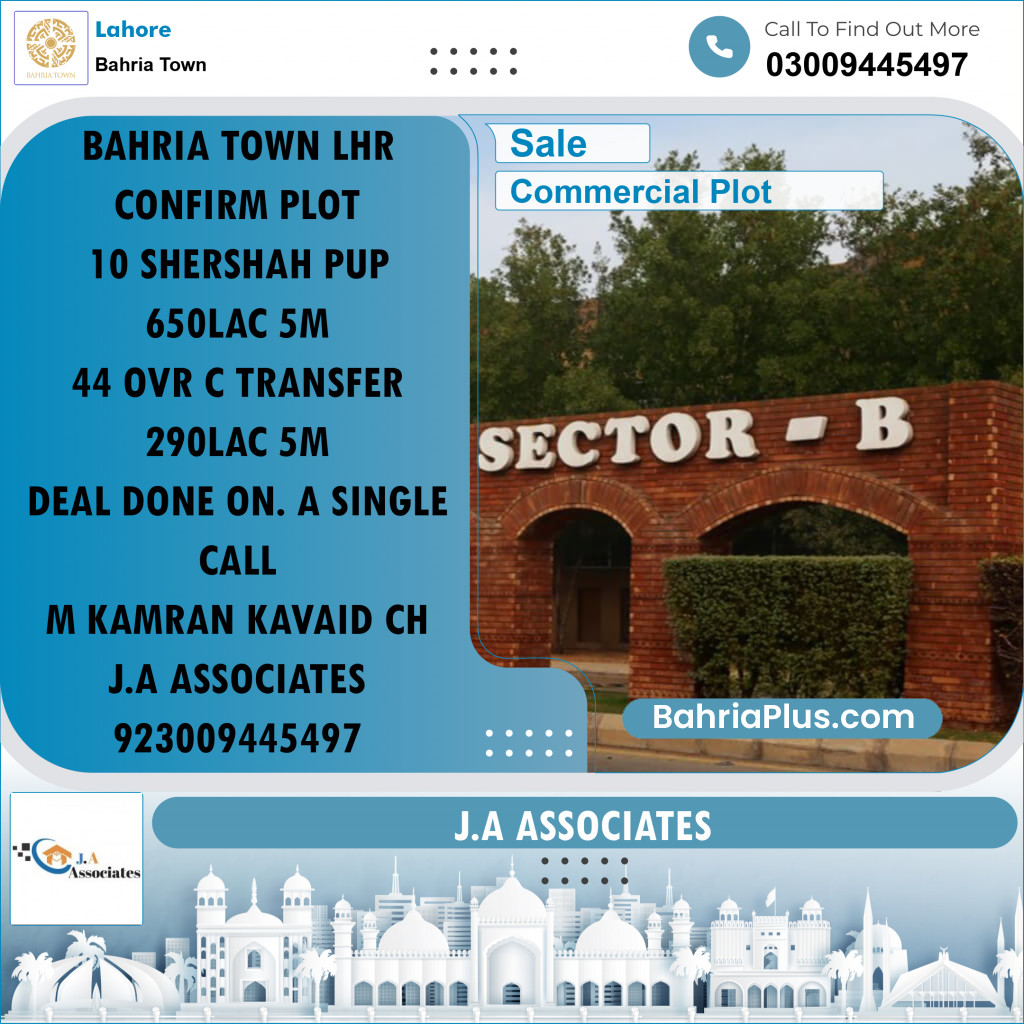 5 Marla Commercial Plot for Sale in Bahria Town, Lahore - (BP-241816)