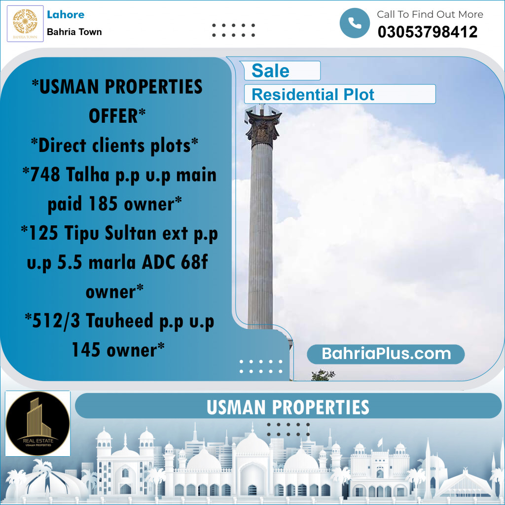 Residential Plot for Sale in Bahria Town, Lahore - (BP-241847)