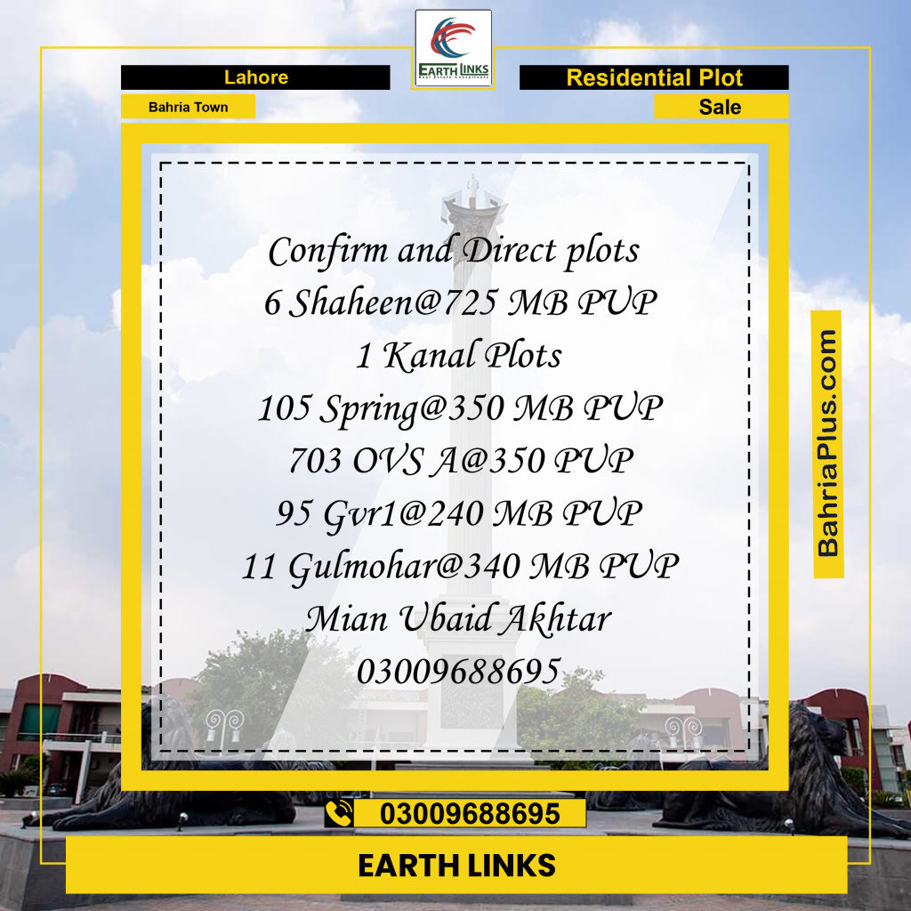 Residential Plot for Sale in Bahria Town, Lahore - (BP-241935)