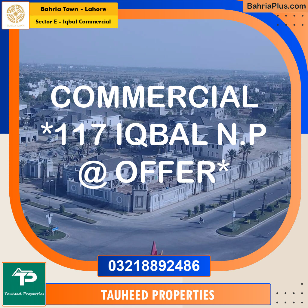 5 Marla Commercial Plot for Sale in Sector E - Iqbal Commercial -  Bahria Town, Lahore - (BP-241939)