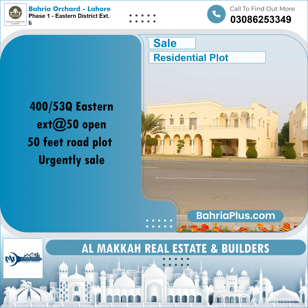 5 Marla Residential Plot for Sale in Phase 1 - Eastern District Ext. II -  Bahria Orchard, Lahore - (BP-241940)