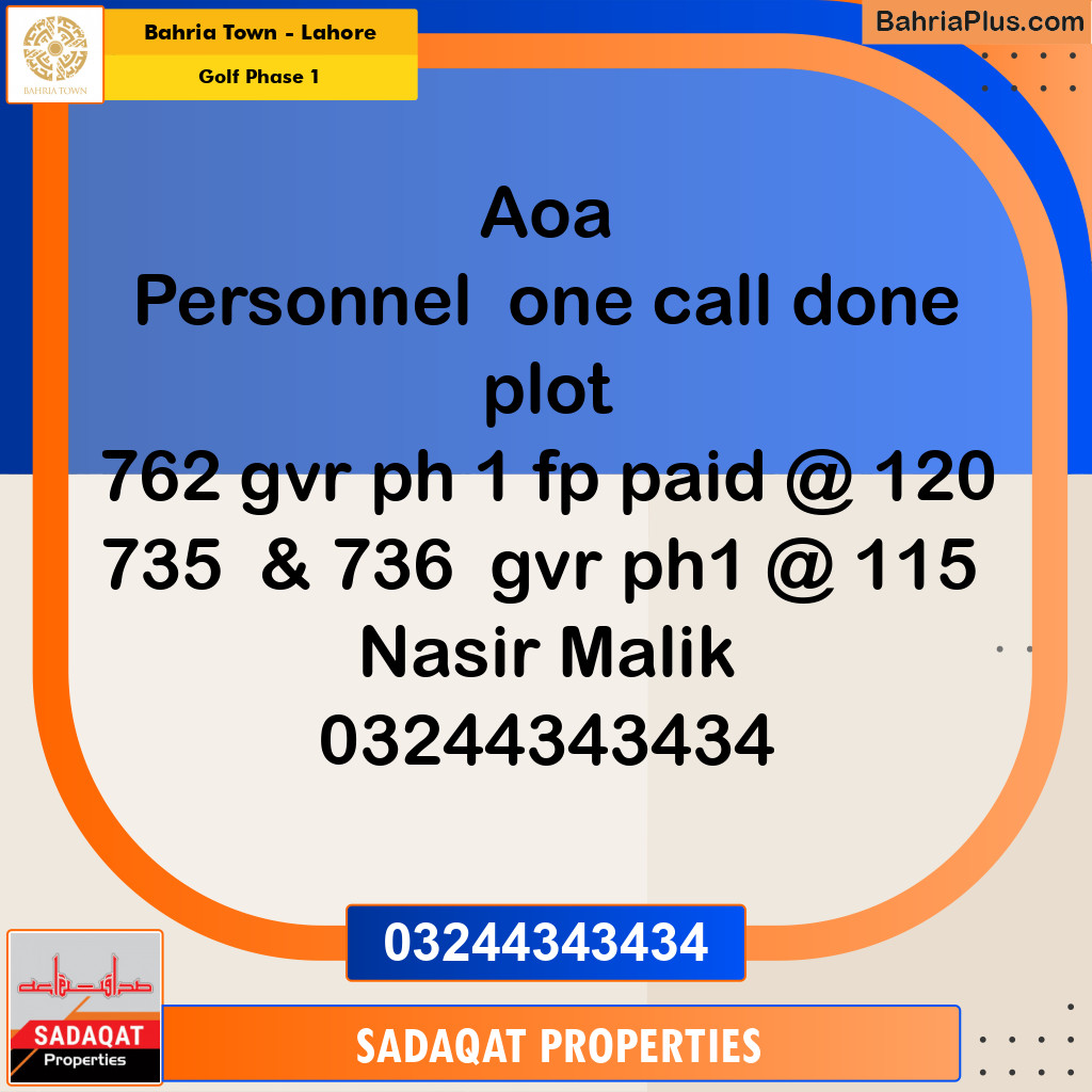 10 Marla Residential Plot for Sale in Golf Phase 1 -  Bahria Town, Lahore - (BP-241949)