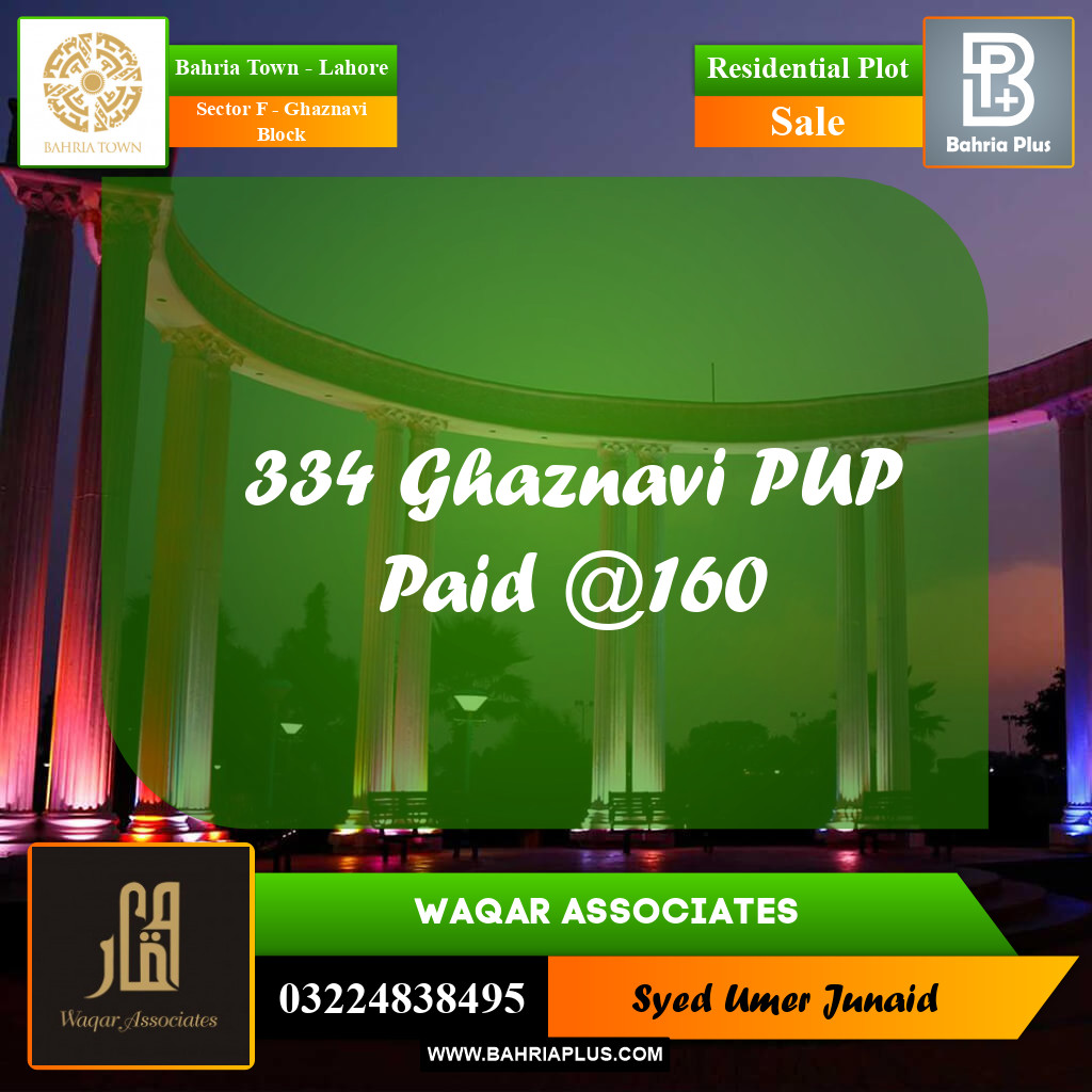 Residential Plot for Sale in Sector F - Ghaznavi Block -  Bahria Town, Lahore - (BP-241965)