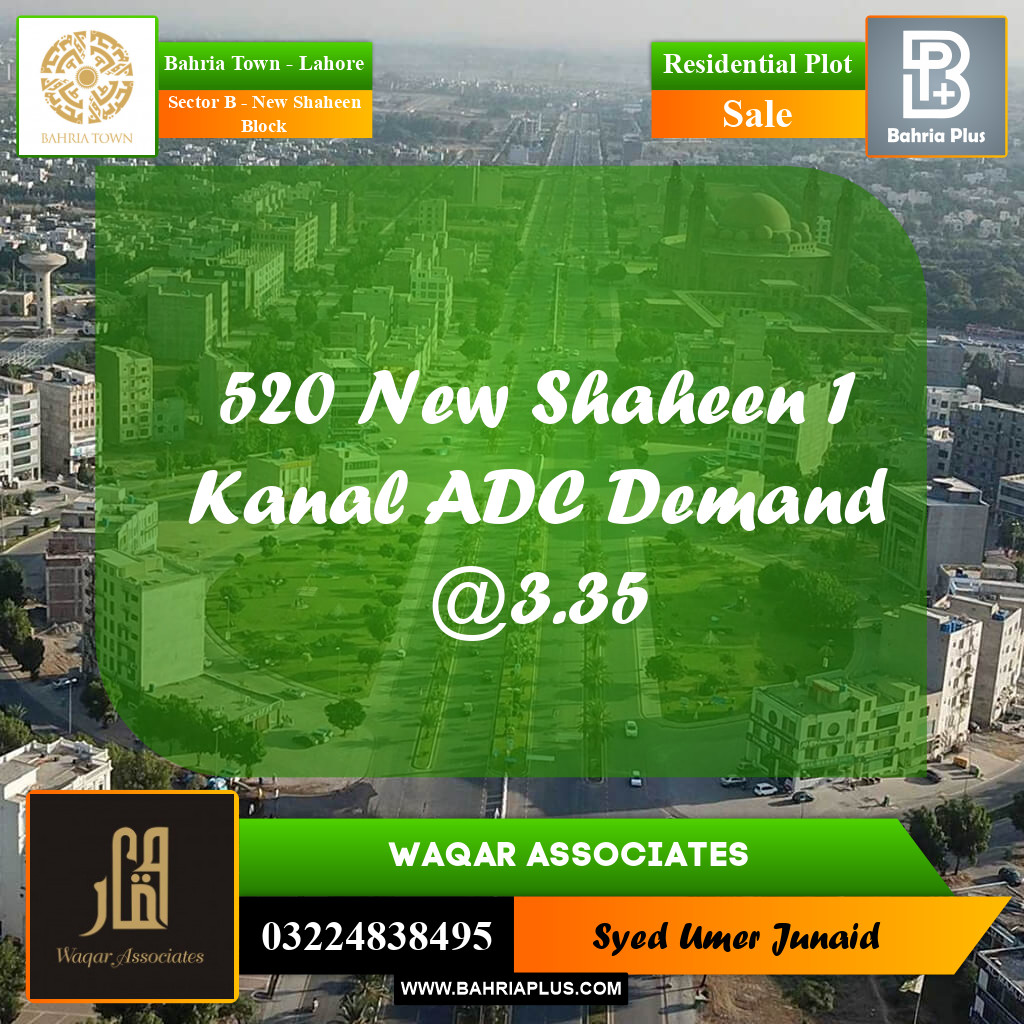 Residential Plot for Sale in Sector B - New Shaheen Block -  Bahria Town, Lahore - (BP-241971)