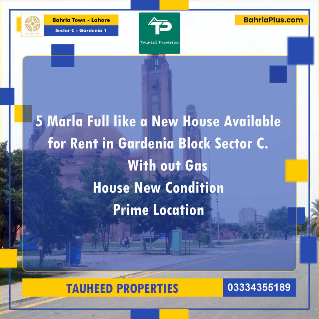 5 Marla Residential House for Rent in Sector C - Gardenia 1 -  Bahria Town, Lahore - (BP-242008)
