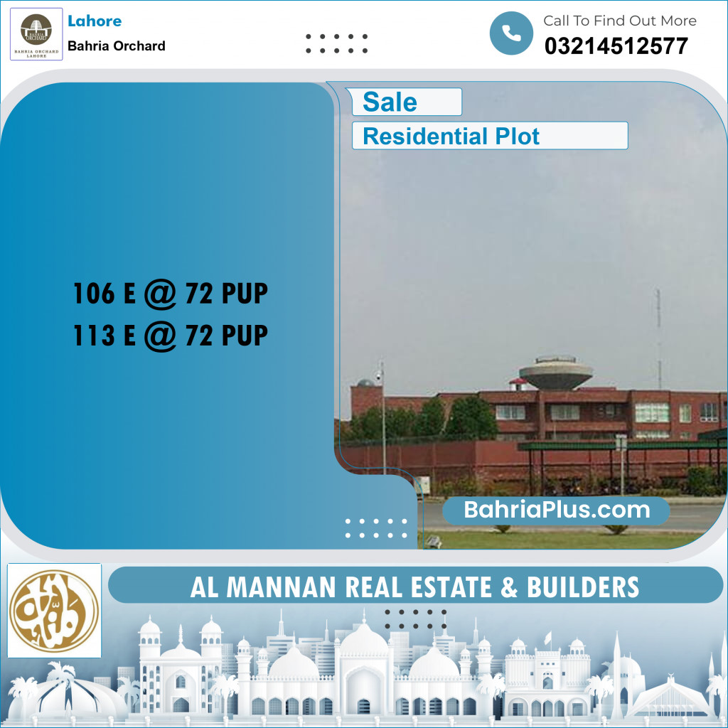 Residential Plot for Sale in Bahria Orchard, Lahore - (BP-242017)