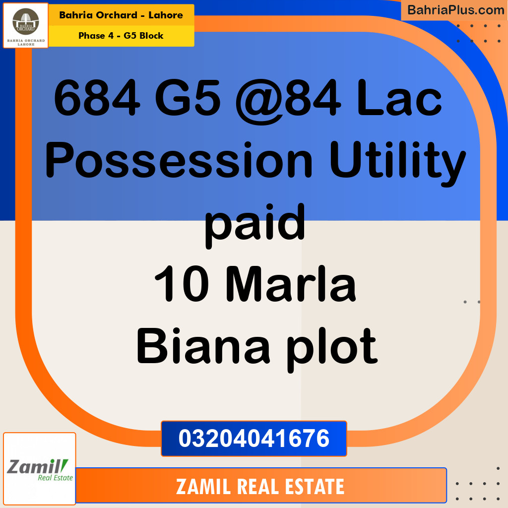 10 Marla Residential Plot for Sale in Phase 4 - G5 Block -  Bahria Orchard, Lahore - (BP-242038)