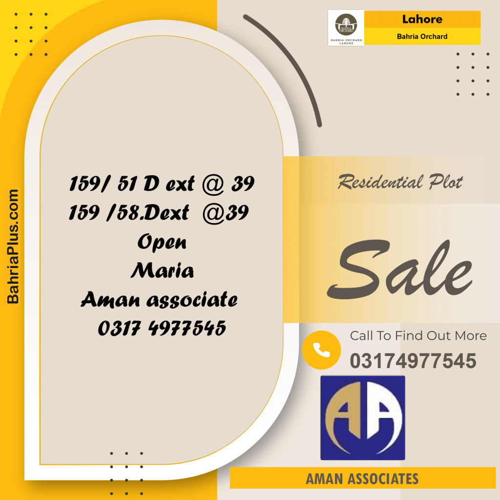 Residential Plot for Sale in Bahria Orchard, Lahore - (BP-242053)
