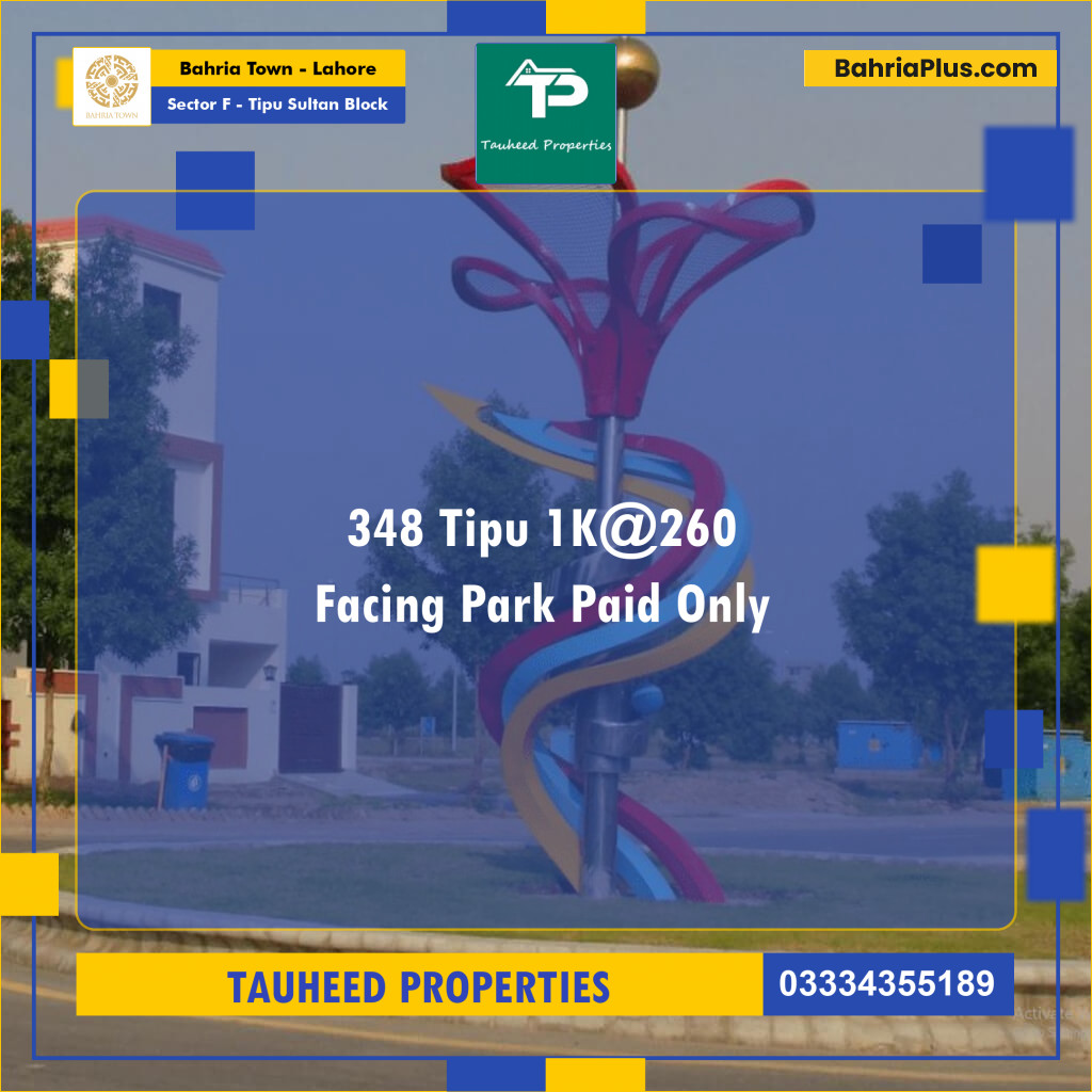 1 Kanal Residential Plot for Sale in Sector F - Tipu Sultan Block -  Bahria Town, Lahore - (BP-242075)