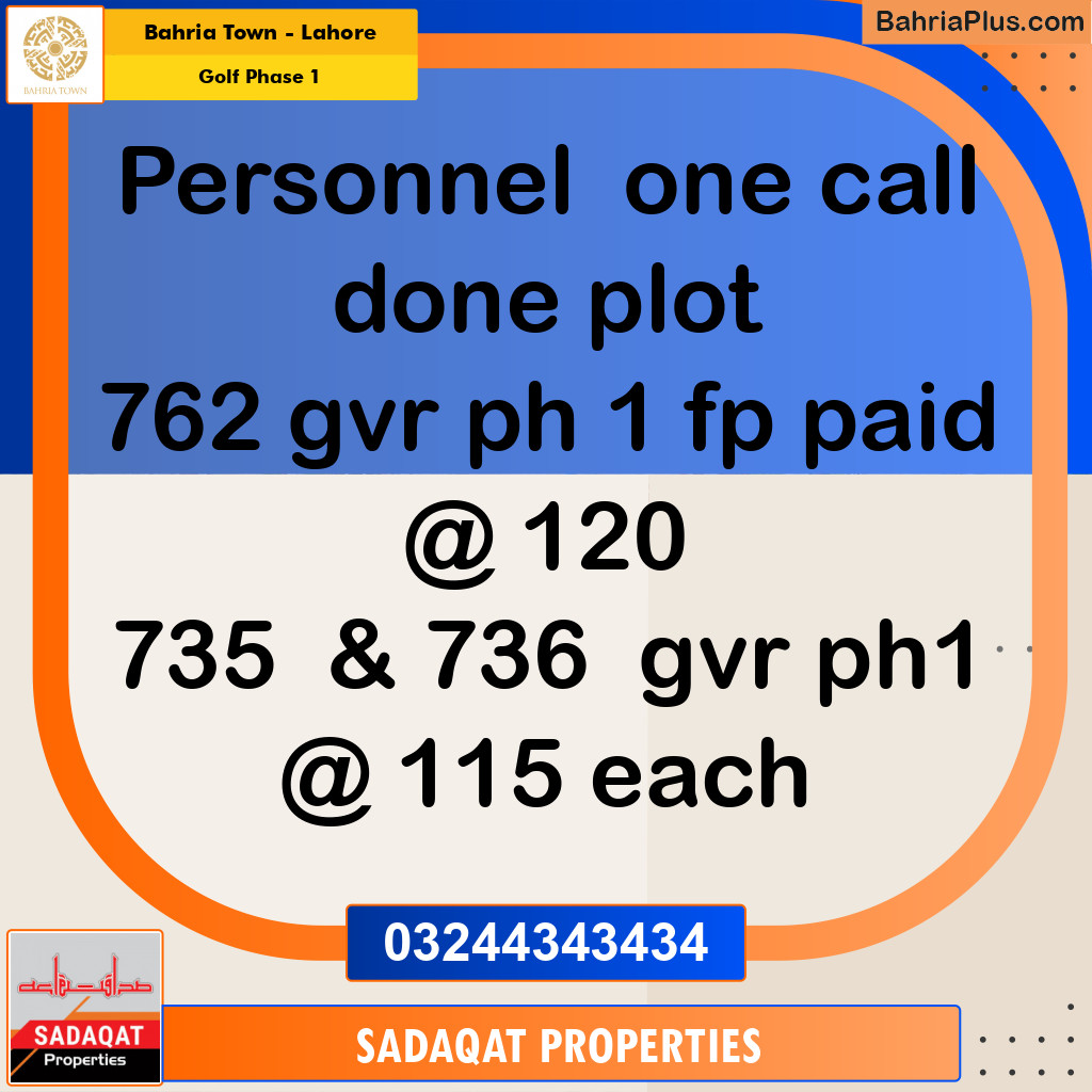 10 Marla Residential Plot for Sale in Golf Phase 1 -  Bahria Town, Lahore - (BP-242078)