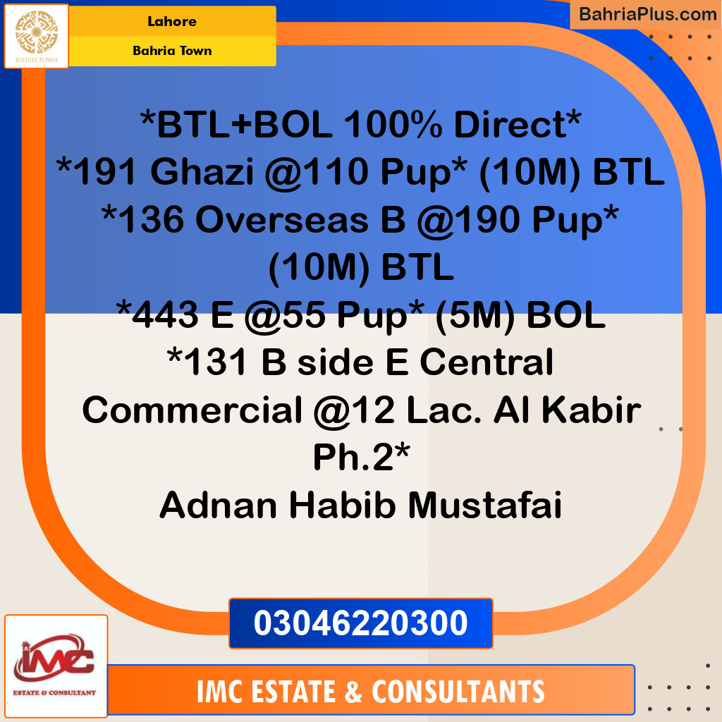 Residential Plot for Sale in Bahria Town, Lahore - (BP-242092)