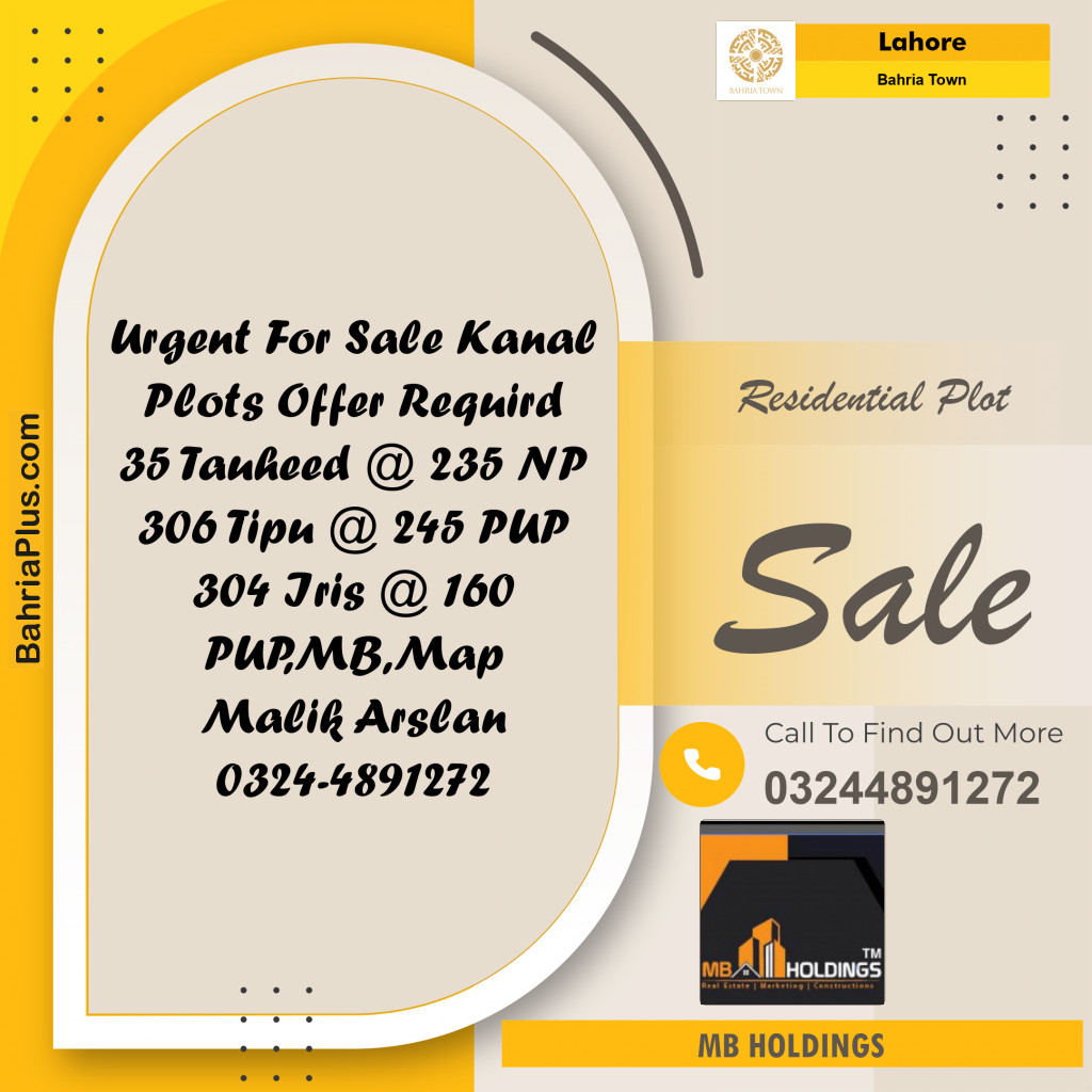 Residential Plot for Sale in Bahria Town, Lahore - (BP-242097)