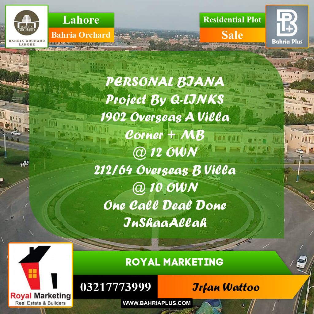 Residential Plot for Sale in Bahria Orchard, Lahore - (BP-242101)