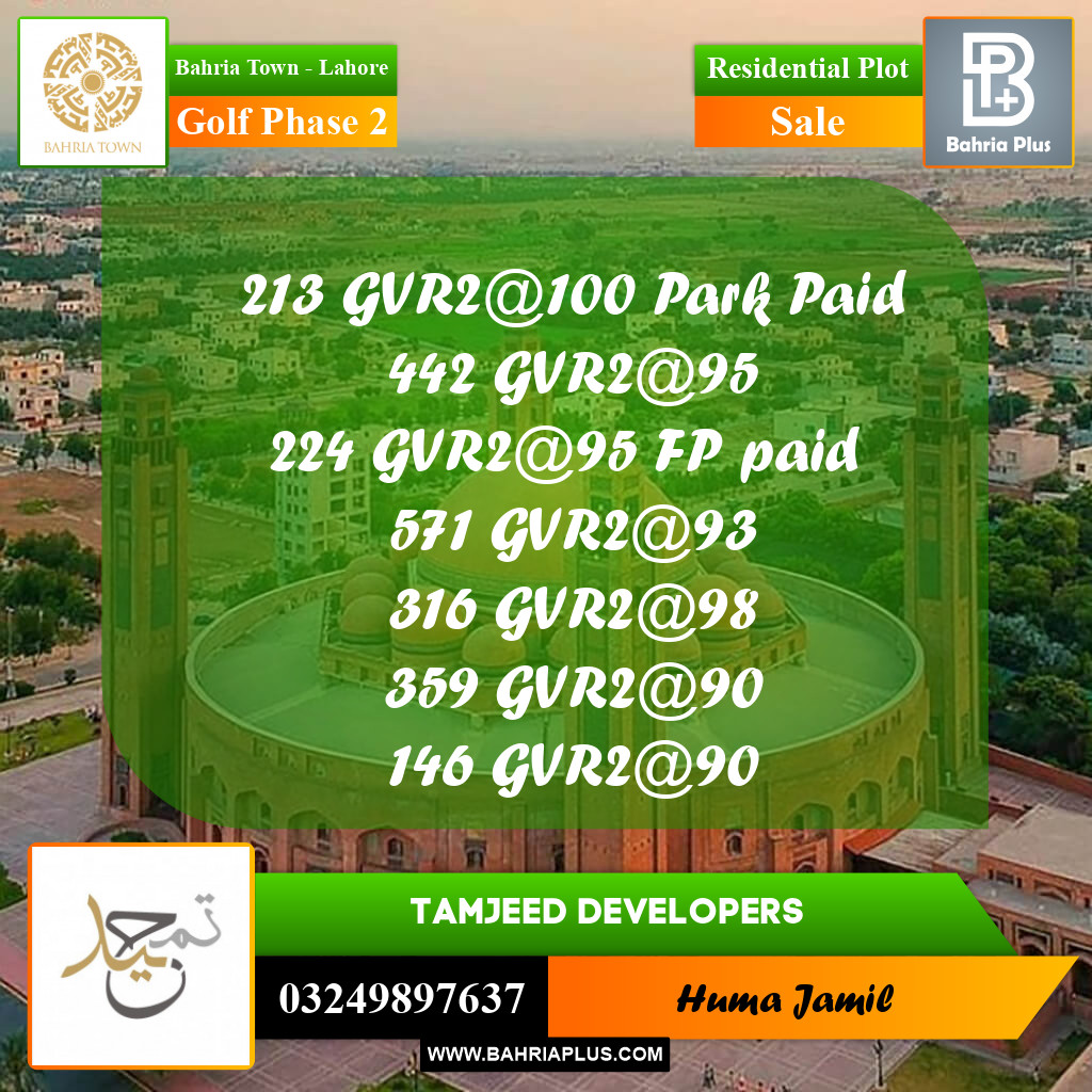 10 Marla Residential Plot for Sale in Golf Phase 2 -  Bahria Town, Lahore - (BP-242128)