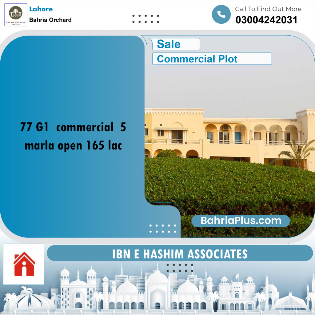 5 Marla Commercial Plot for Sale in Bahria Orchard, Lahore - (BP-242355)