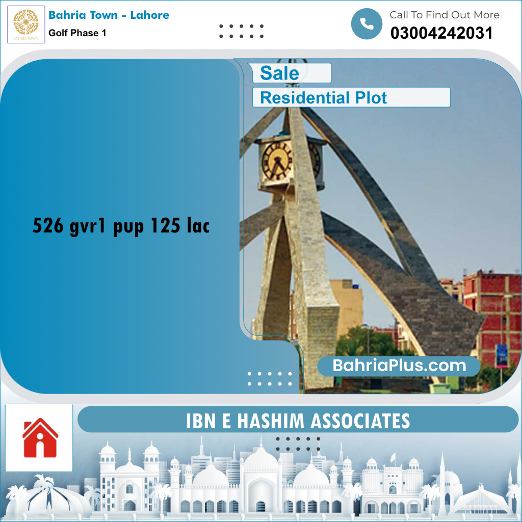 10 Marla Residential Plot for Sale in Golf Phase 1 -  Bahria Town, Lahore - (BP-242364)