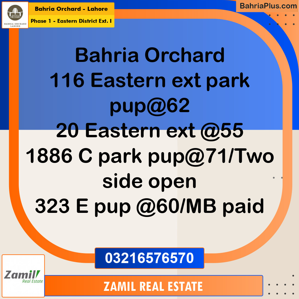5 Marla Residential Plot for Sale in Phase 1 - Eastern District Ext. I -  Bahria Orchard, Lahore - (BP-242384)