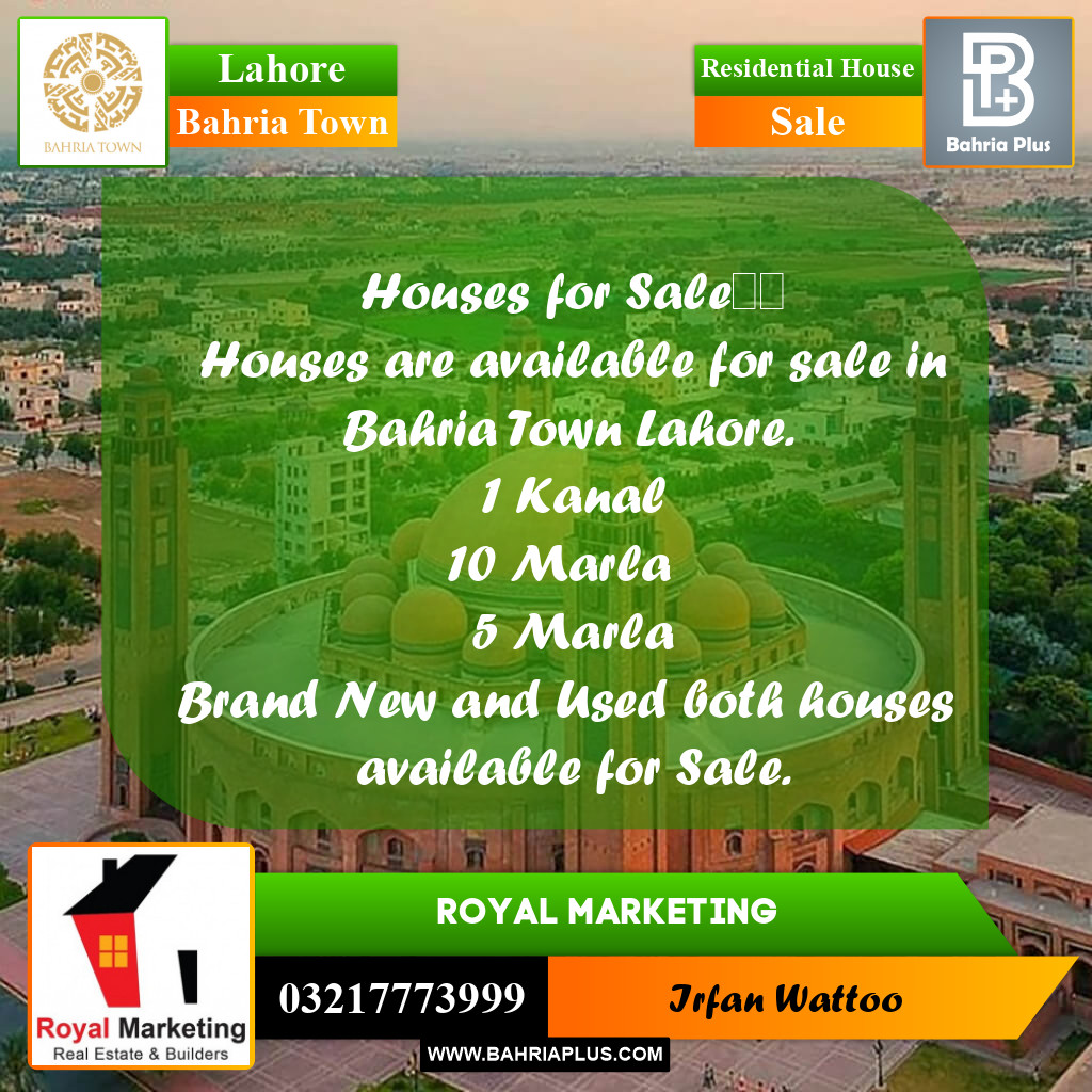 Residential House for Sale in Bahria Town, Lahore - (BP-242500)