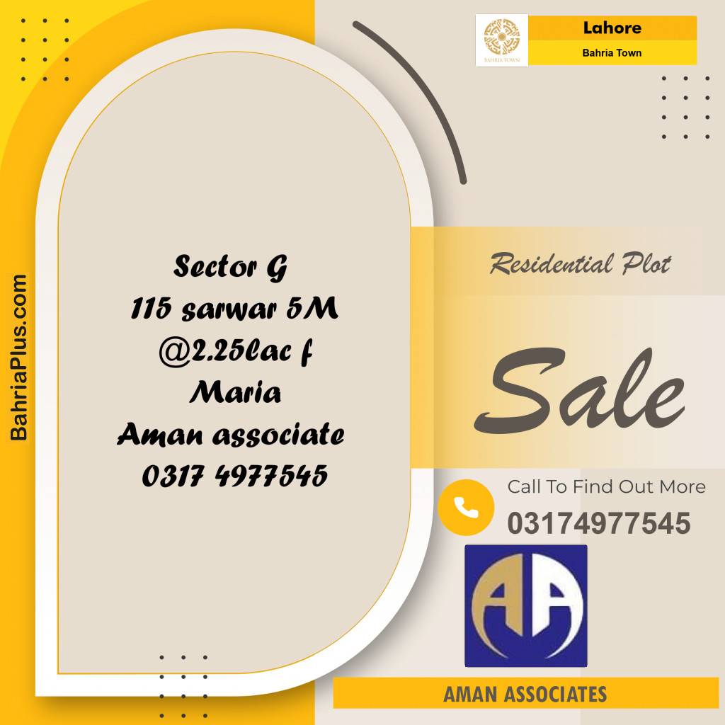 Residential Plot for Sale in Bahria Town, Lahore - (BP-242526)