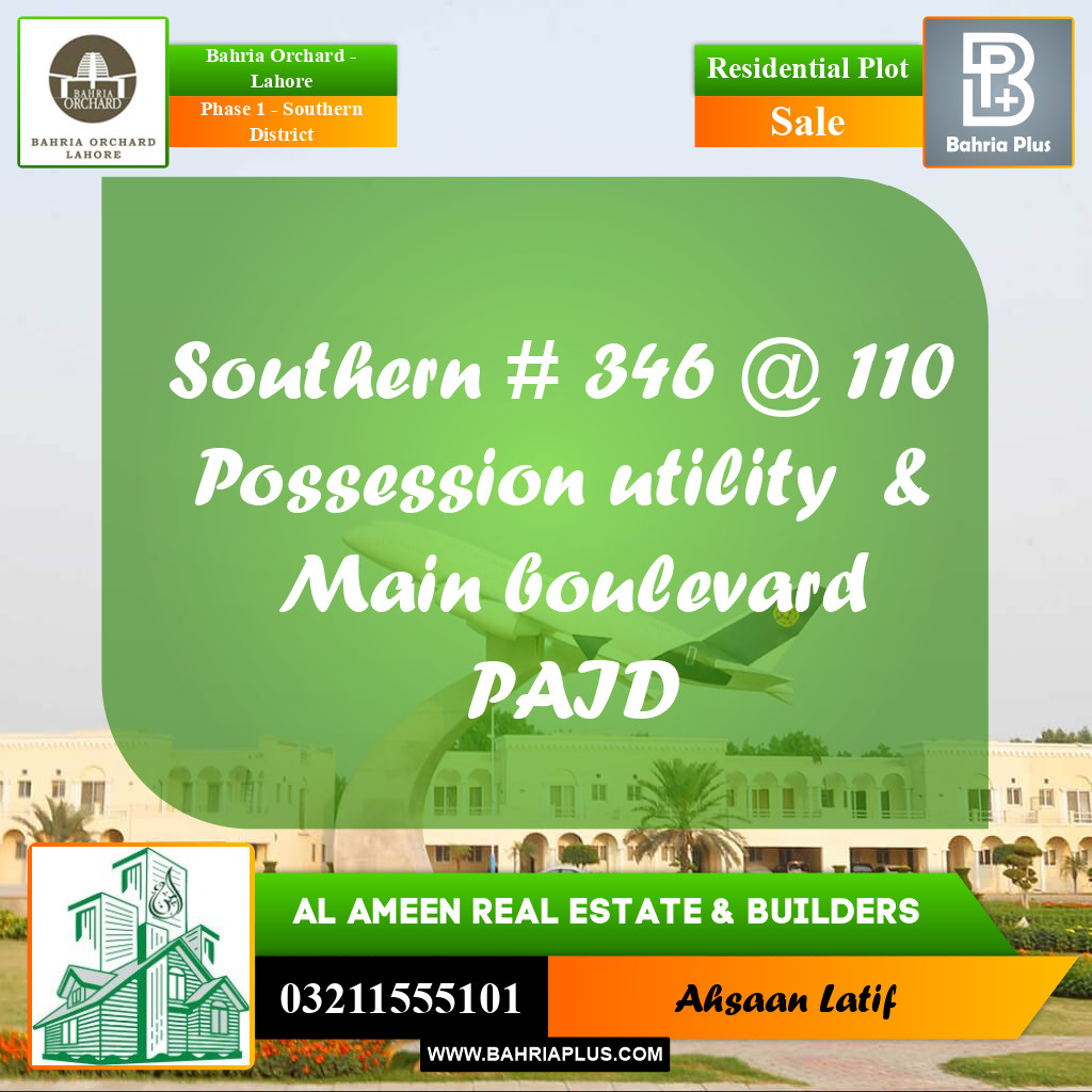 10 Marla Residential Plot for Sale in Phase 1 - Southern District -  Bahria Orchard, Lahore - (BP-242532)