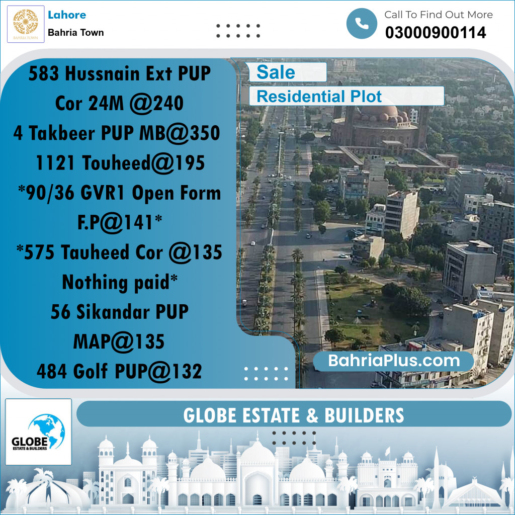 Residential Plot for Sale in Bahria Town, Lahore - (BP-242566)