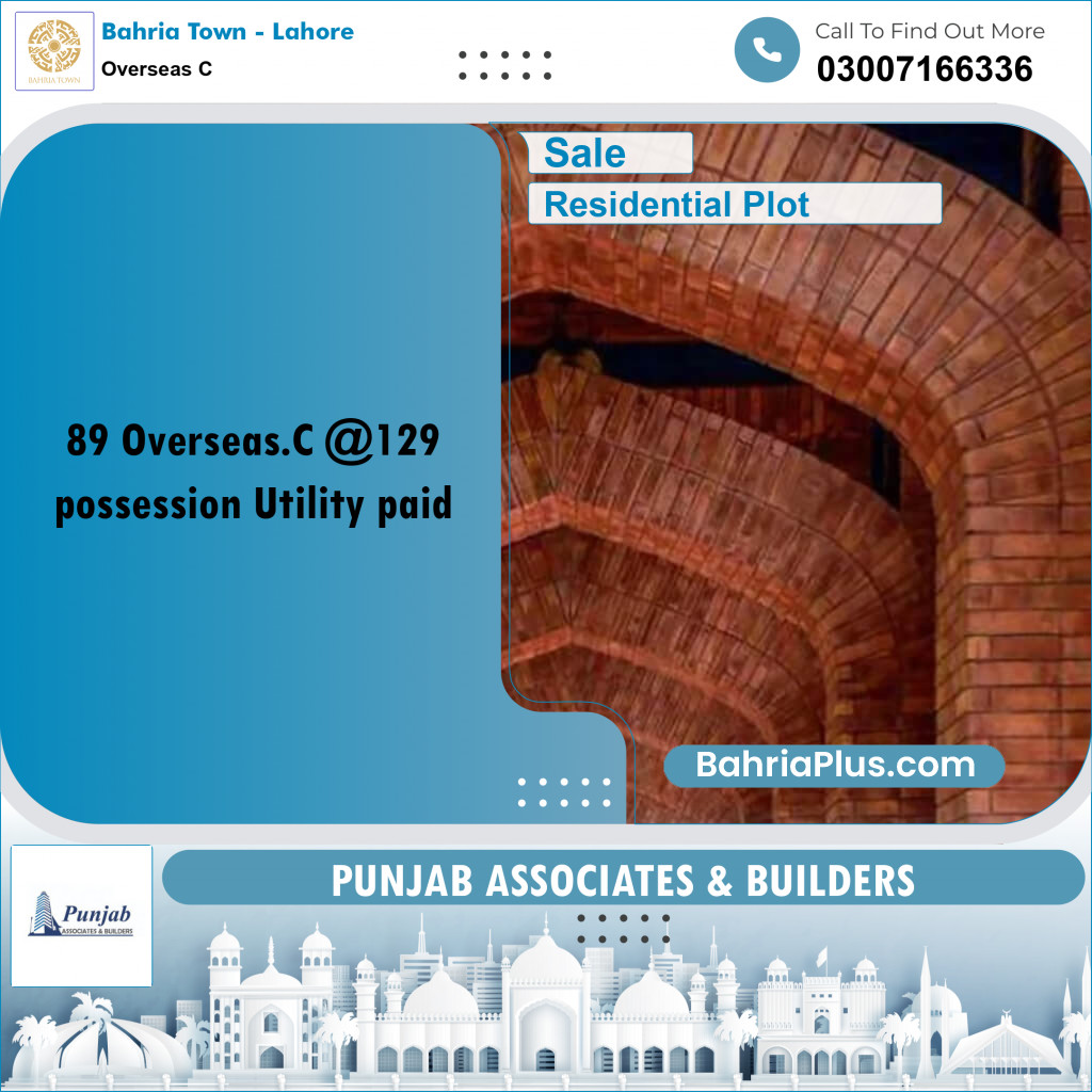 Residential Plot for Sale in Overseas C -  Bahria Town, Lahore - (BP-242568)