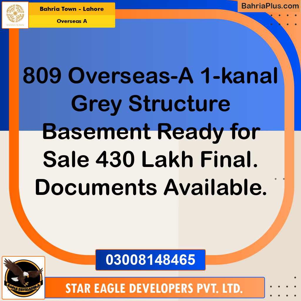 1 Kanal Residential House for Sale in Overseas A -  Bahria Town, Lahore - (BP-242598)