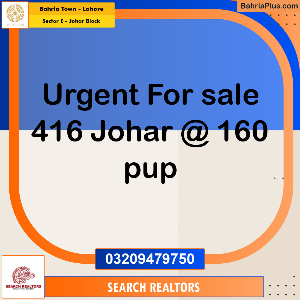 10 Marla Residential Plot for Sale in Sector E - Johar Block -  Bahria Town, Lahore - (BP-242635)