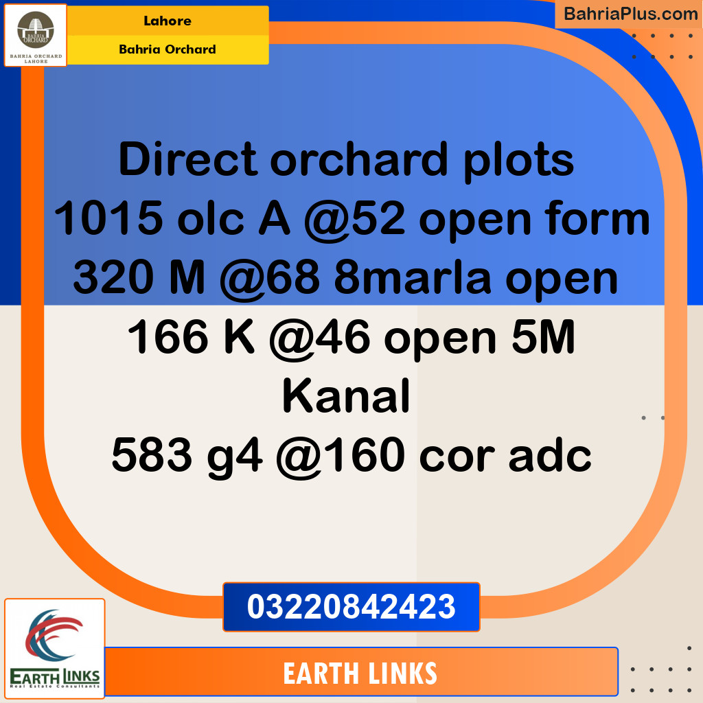 Residential Plot for Sale in Bahria Orchard, Lahore - (BP-242652)