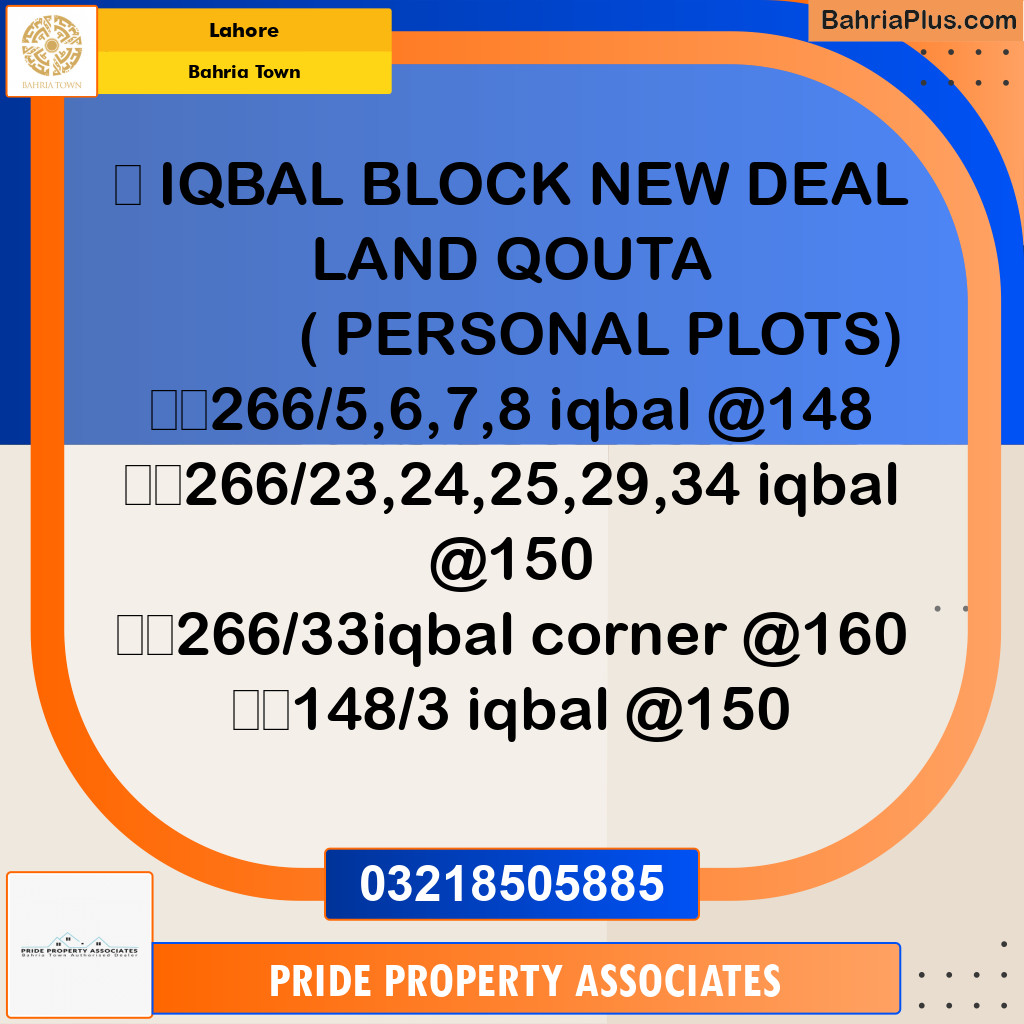 Residential Plot for Sale in Bahria Town, Lahore - (BP-242668)