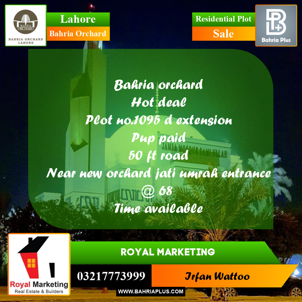 Residential Plot for Sale in Bahria Orchard, Lahore - (BP-242670)